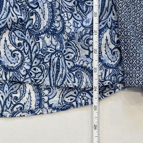 J. Jill Blue Paisley Long Sleeve Peasant Blouse, Tassels, Boho, Lightweight M - Picture 10 of 10